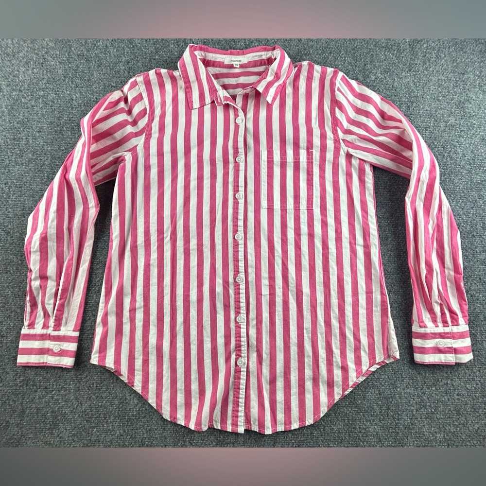 Maurices Women’s Pink White Striped Button Down Shirt size XS